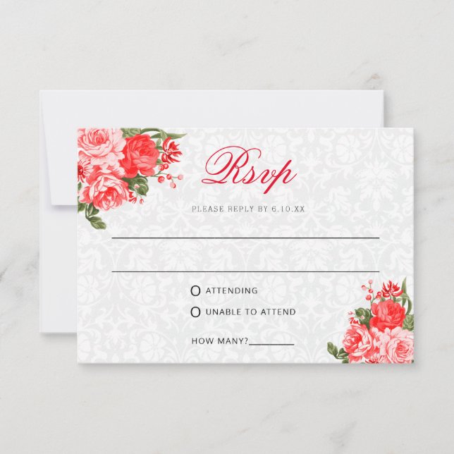 Schöne Rote Blume - UAWG / Speisen RSVP Karte (Vorderseite)