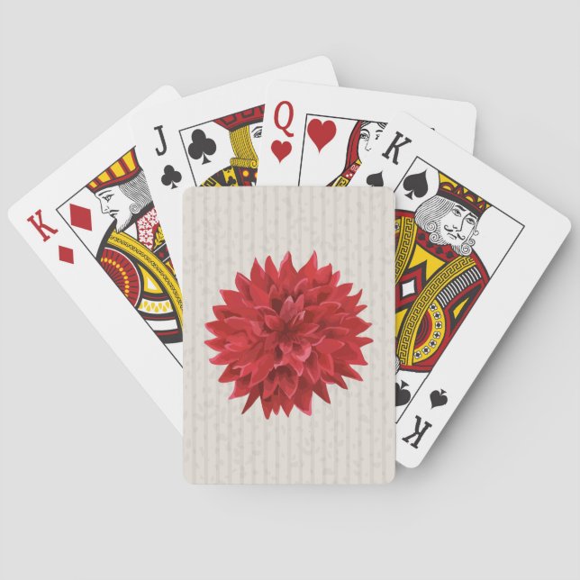 Schöne rote Blume über beige Hintergrund Spielkarten (Rückseite)