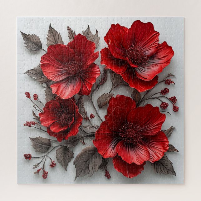 Schöne Rote Blume und Blätter (Vertikal)