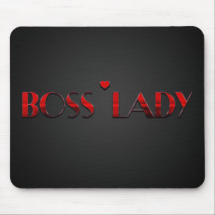Schöne rote Chef-Dame Text mit Kohlenstoff Mousepad