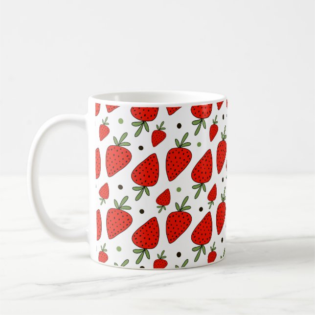 Schöne rote Erdbeeren nahtlos Muster Kaffeetasse (Links)