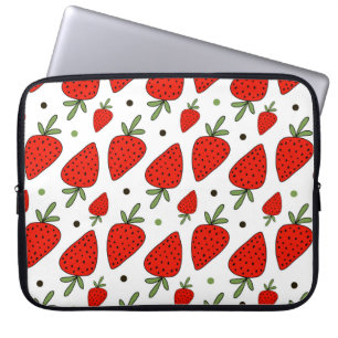 Schöne rote Erdbeeren nahtlos Muster Laptopschutzhülle