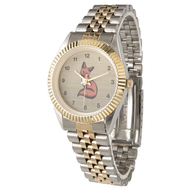 Schöne Rote Fox Schwarze Zahlen Armbanduhr (Schrägansicht)