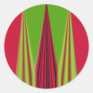 Schöne rote gelbe grüne Fraktalkunst-Design      Runder Aufkleber