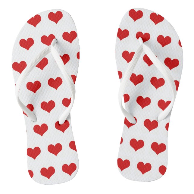 Schöne rote Herzen bedruckt weißen Flip Flops (Fußbett)