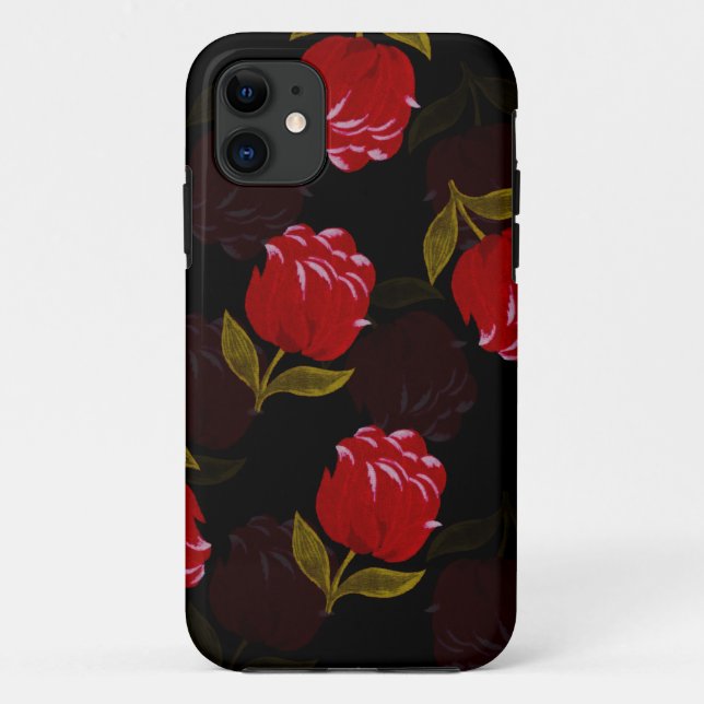 Schöne rote, lichtdurchlässige Rose Stickereimuste Case-Mate iPhone Hülle (Rückseite)