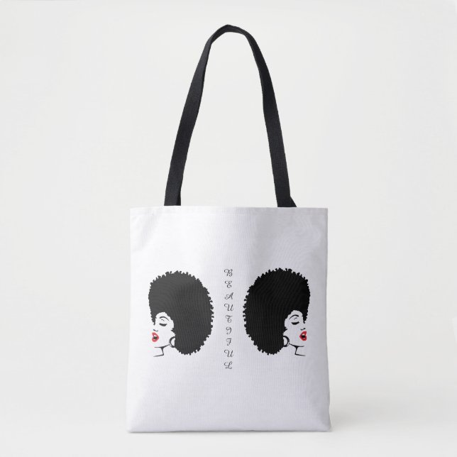 Schöne rote Lippen Afro-Tragetasche Tasche (Vorderseite)