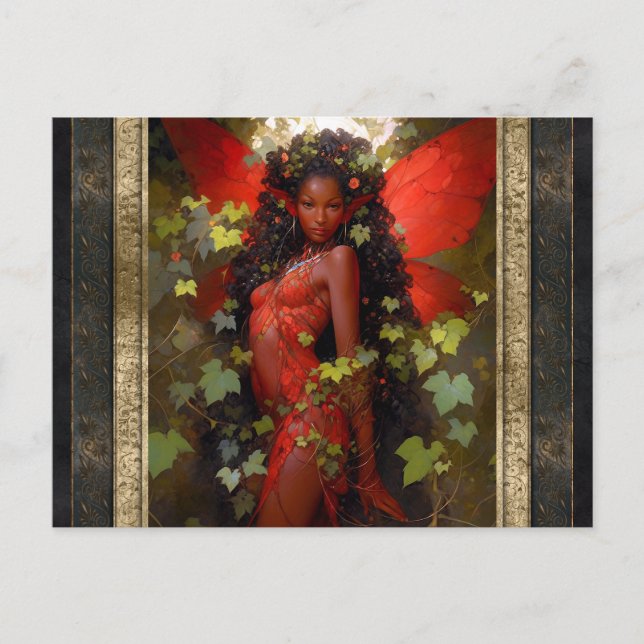 Schöne Rote Märchen Fantasy Kunst Postkarte (Vorderseite)