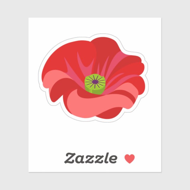 Schöne rote Mohn-Gedenkblume Aufkleber (Blatt)