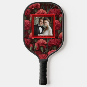 Schöne rote Nelken-Fantasie-Tropische Hochzeit Pickleball Schläger