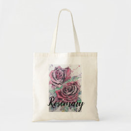 Schöne Rote Rose Aquarellmalerei Tote Beutel Tragetasche