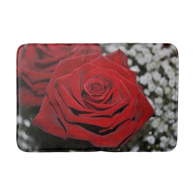 Schöne Rote Rose Badematte (Vorderseite)