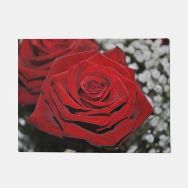 Schöne Rote Rose Fußmatte (Vorderseite)