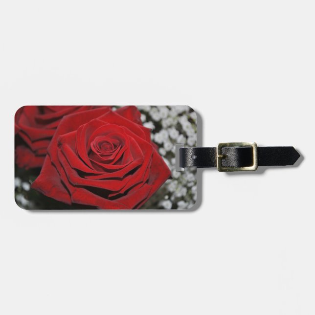 Schöne Rote Rose Gepäckanhänger (Vorderseite horizontal)