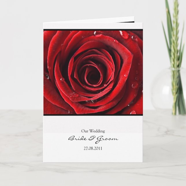 Schöne Rote Rose Hochzeitskarte Einladung - Weiß (Vorderseite)