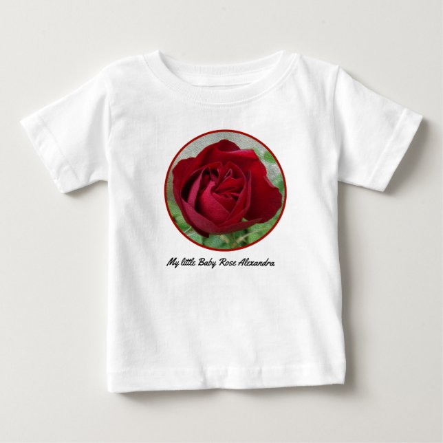 Schöne Rote Rose mit Monogramm für Ihr Baby T-shirt (Vorderseite)