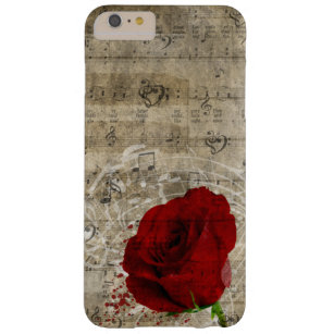 Schöne rote Rose Musiknoten wirbeln verblasstes Kl Barely There iPhone 6 Plus Hülle