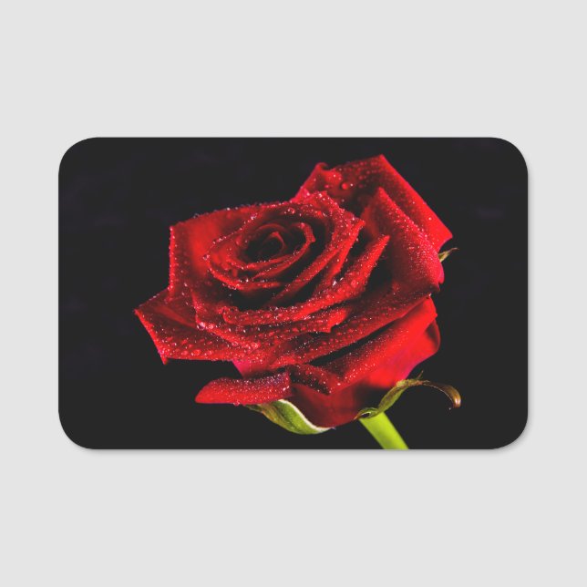 Schöne rote Rose Namensschild (Vorderseite)