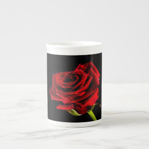 Schöne rote Rose Prozellantasse