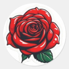 Schöne Rote Rose Runder Aufkleber