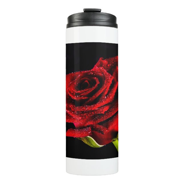Schöne rote Rose Thermosbecher (Vorderseite)