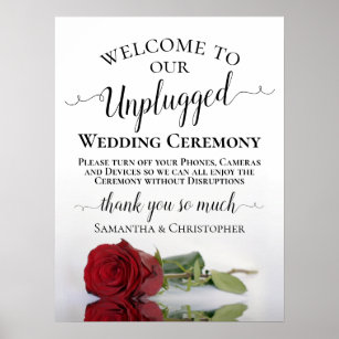 Schöne Rote Rose Unplugged Wedding Zeremonie Poster