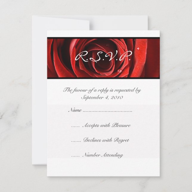 Schöne Rote Rose Wedding RSVP Karte (Vorderseite)