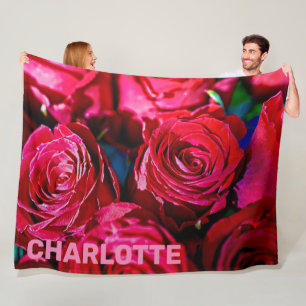 Schöne Rote Rosen Fleecedecke