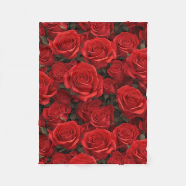 Schöne Rote Rosen Fleecedecke (Vorderseite)