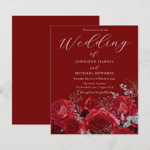 Schöne Rote Rosen Haushalt Einladung Hochzeit