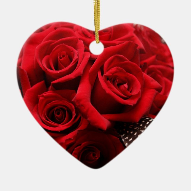 Schöne Rote Rosen Keramik Ornament (Vorne)
