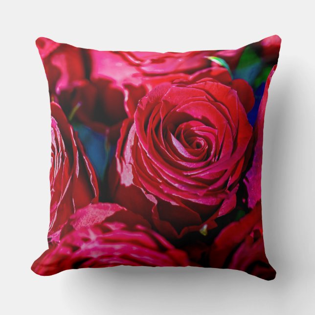 Schöne Rote Rosen Kissen (Vorderseite)