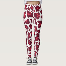 Schöne Rote Rosen Leopard Tiermuster Leggings
