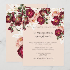Schöne Rote Rosen Pink Peonies White Lilies Einladung
