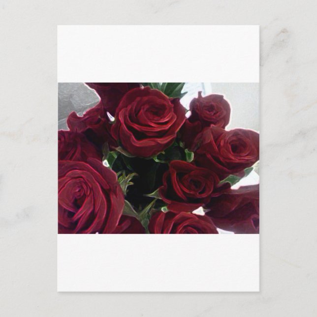 SCHÖNE ROTE ROSEN POSTKARTE (Vorderseite)