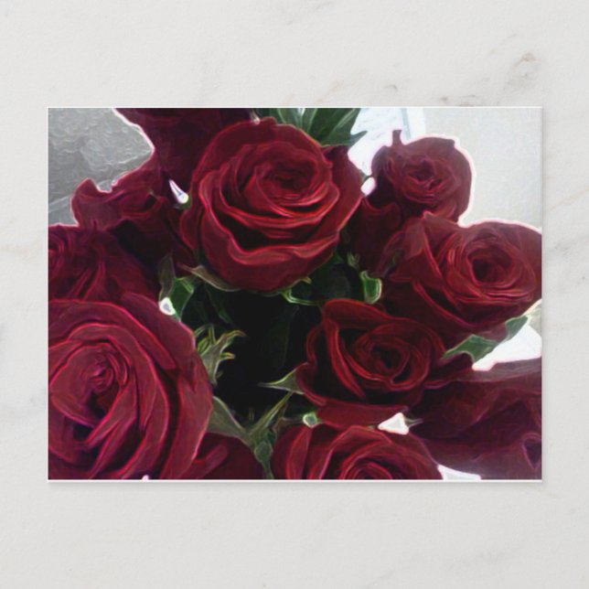 SCHÖNE ROTE ROSEN POSTKARTE (Vorderseite)