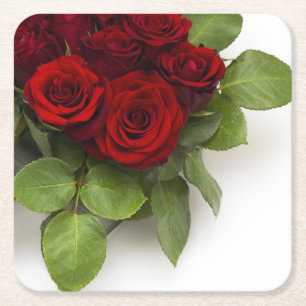 Schöne Rote Rosen Rechteckiger Pappuntersetzer