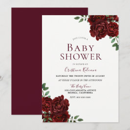 Schöne Rote Rosen Romantische Babydusche Einladung