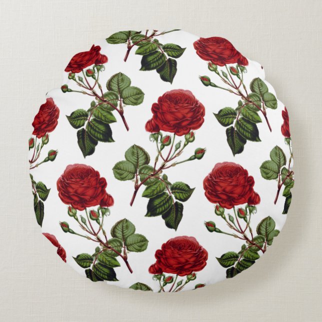 Schöne rote Rosen Rundes Kissen (Vorderseite)