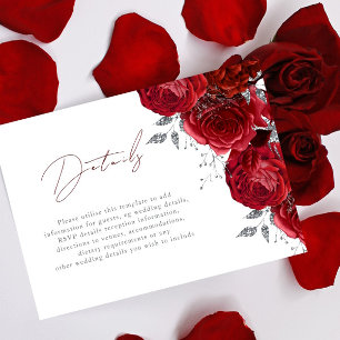 Schöne Rote Rosen & Silberhochzeitdetails Begleitkarte