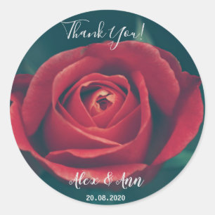Schöne rote Rosenblumen-Hochzeitsgunst-Sticker Runder Aufkleber