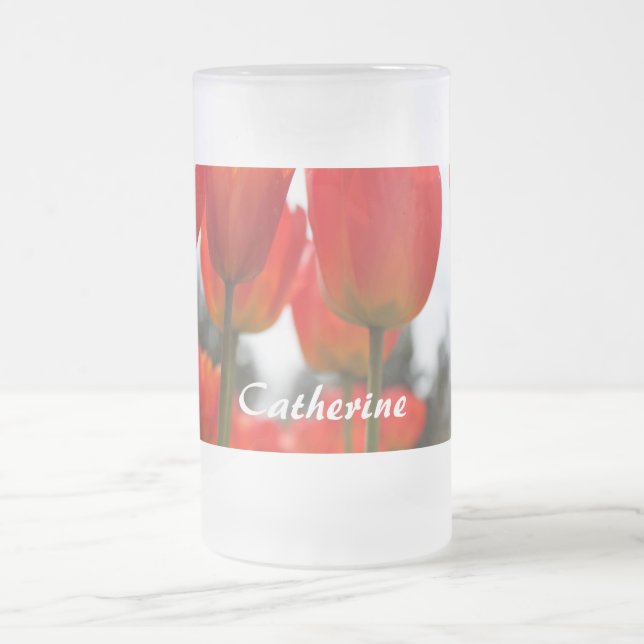 Schöne Rote Tulip-Blume. Mattglas Bierglas (Mittel)