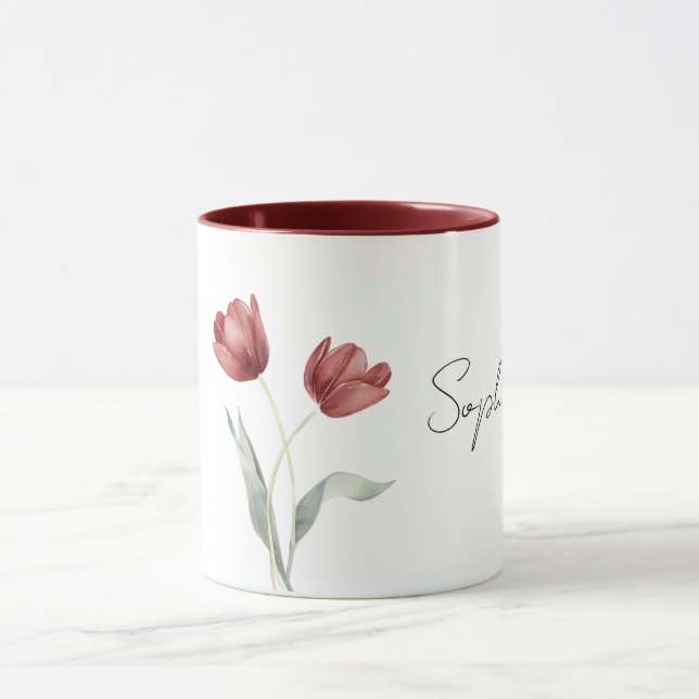 Schöne rote Tulpenblumen Tasse (Zentrum)
