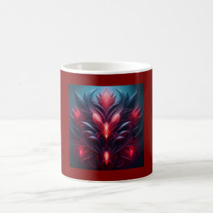 Schöne rote und blaue Fraktale mit floraler Note Kaffeetasse