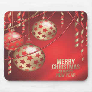 Schöne rote und goldene Weihnachtsbälle Mousepad