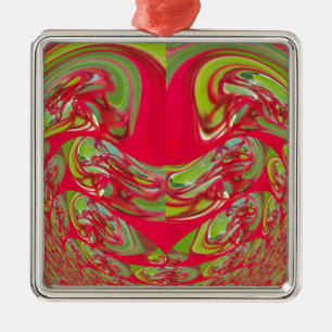 Schöne rote und grüne Textur Farbige abstrakte Kun Silbernes Ornament