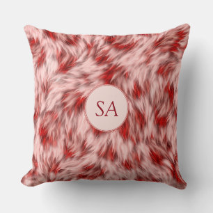 Schöne rote und rosa monogrammierte quadratische K Kissen