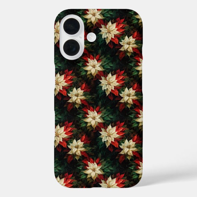 Schöne rote und weiße Poinsettias iPhone 16 Hülle (Rückseite)