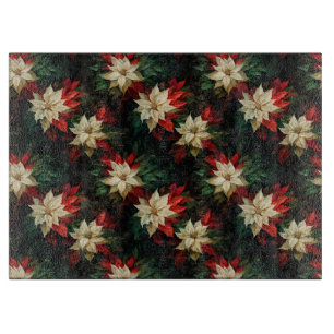 Schöne rote und weiße Poinsettias Schneidebrett