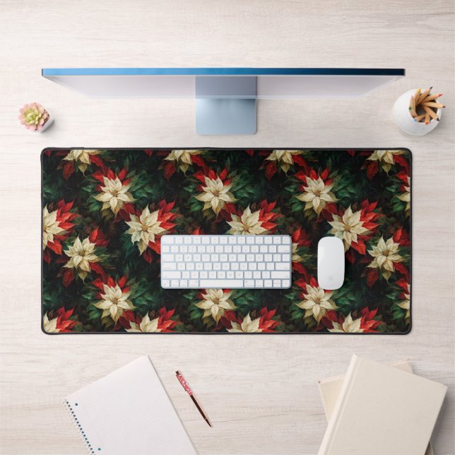 Schöne rote und weiße Poinsettias Schreibtischunterlage (Büro 1)